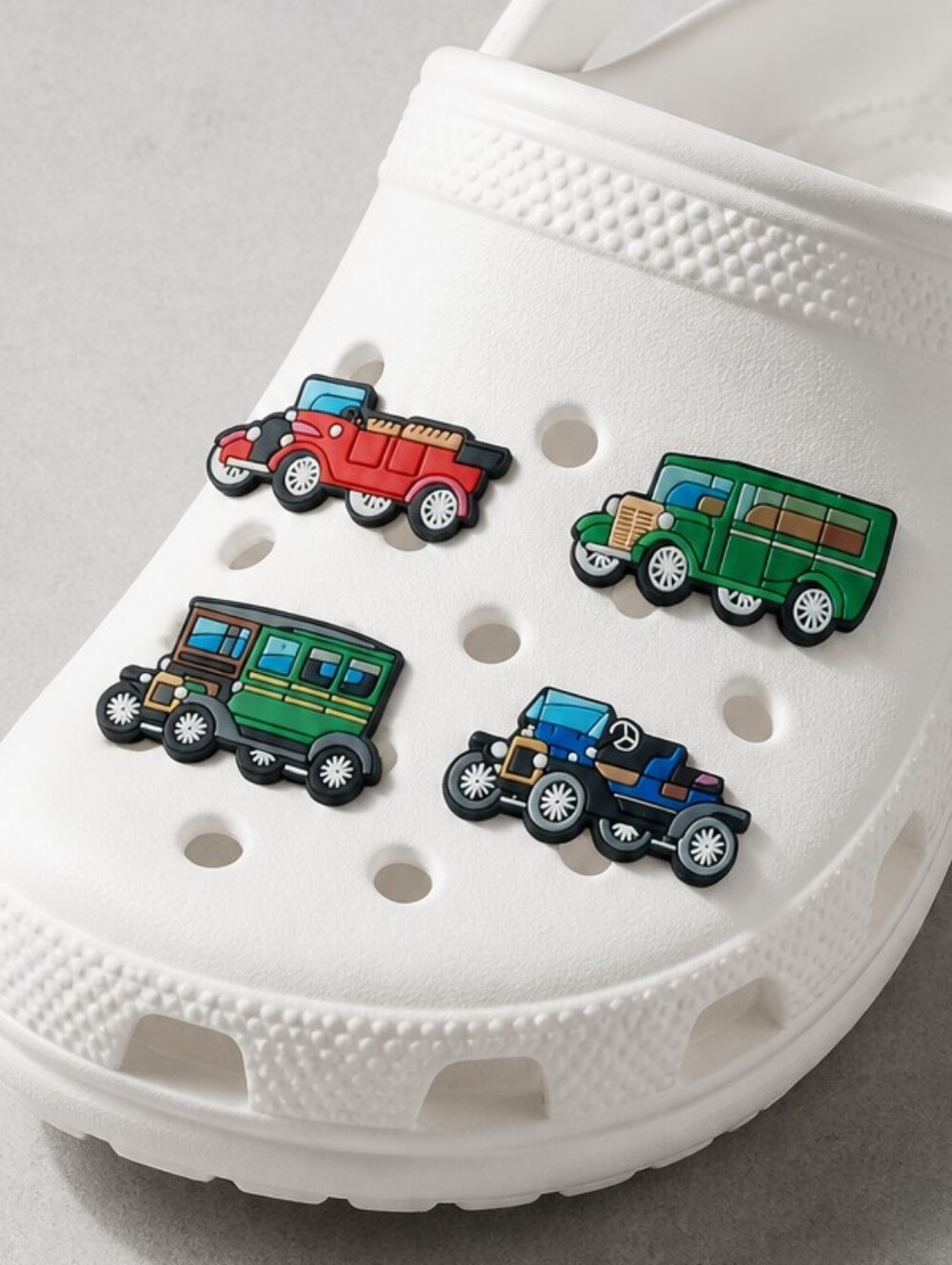 Antique Cars Shoe Charms 4-pack Croc Flip Flop Jewelry Vintage 1900s Automobile
